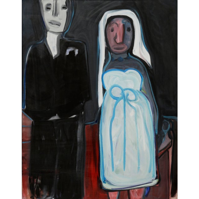 A striking large-scale abstract expressionist figurative acrylic on canvas by Bay Area artist Julius Wasserstein...
