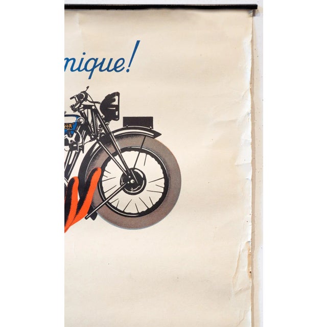 1937 French Bike Poster, Cycles Favor Motos (Original Metal Batons) For Sale - Image 4 of 7
