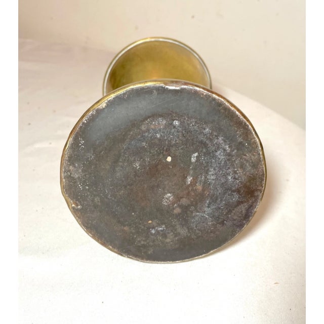 Rare Antique 18th Century Brass Figural Whale Oil Lamp 1700's Weighted Bottom For Sale - Image 4 of 6