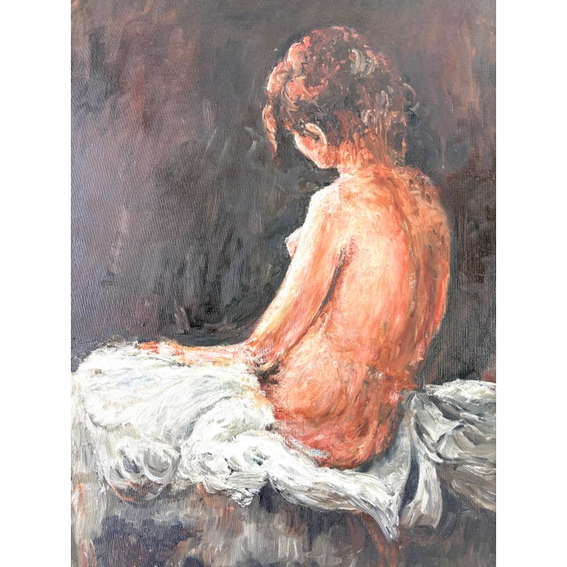 Mid 20th Century Female Nude Oil on Canvas Painting For Sale - Image 4 of 11