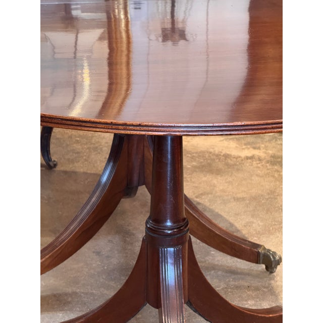 19th Century Duncan Phyfe Style Double Pedestal Mahogany Dining Table For Sale - Image 10 of 14