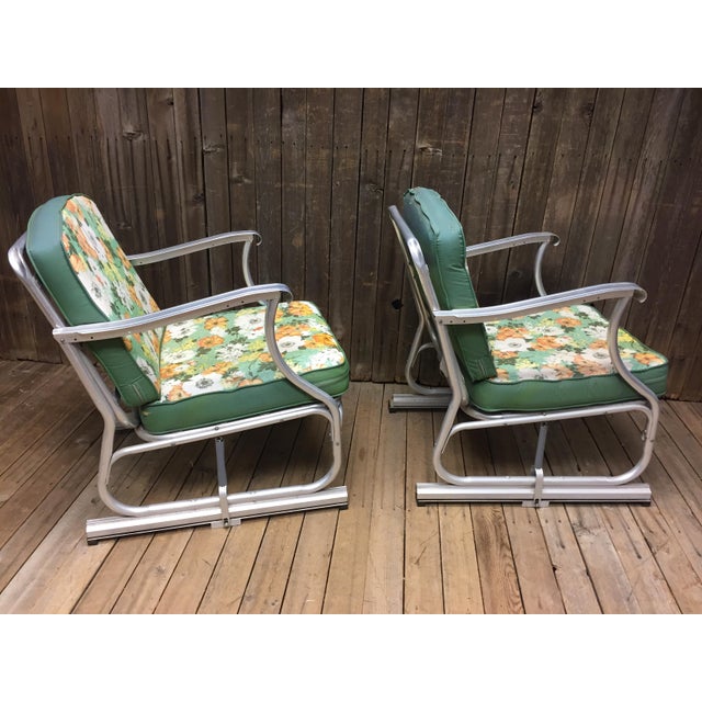 Mid Century Modern Bunting Aluminum Glider Patio Chairs A Pair Chairish
