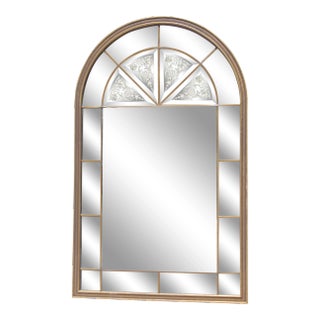 1920s Neoclassical Venetian Arched Windowpane Mirror For Sale