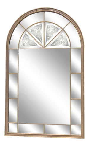 1920s Neoclassical Venetian Arched Windowpane Mirror