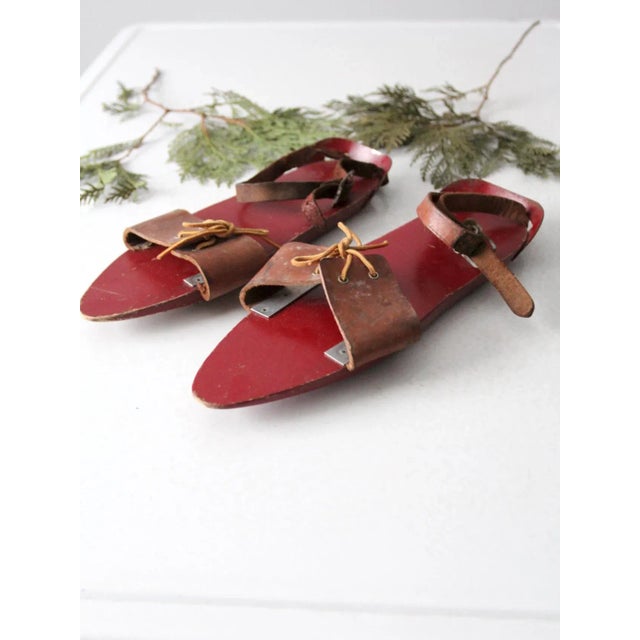Folk Art Antique Wooden Ice Skates For Sale - Image 3 of 9