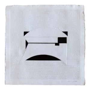 Contemporary Abstract Ink and Perforantions on Indian Paper Painting “Untitled 7" by Jesus Perea