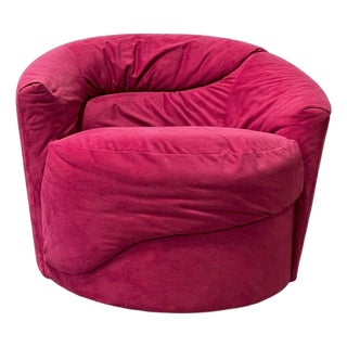 Postmodern Pink Swivel Lounge Chair / Armchair in the Style of Vladimir Kagan, C. 1980's For Sale