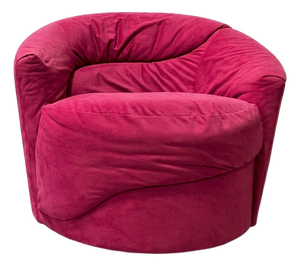 Postmodern Pink Swivel Lounge Chair / Armchair in the Style of Vladimir Kagan, C. 1980's