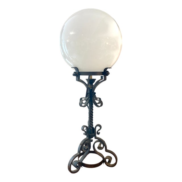 Art Nouveau Wrought Iron Lamp, 1890s For Sale