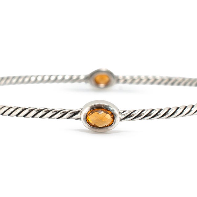 Retired David Yurman Cable Station Citrine 925 Silver Bangle Bracelet For Sale In Houston - Image 6 of 8