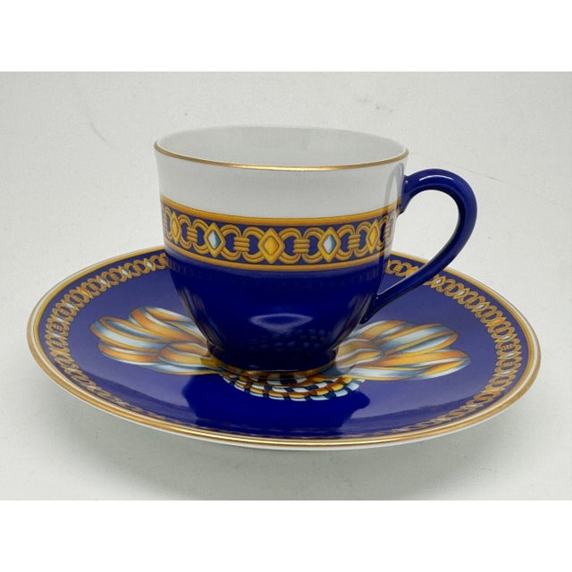 Modern Cocarde de Soie Coffee Cups and Saucers from Hermès, 1980s, Set of 12 For Sale - Image 3 of 6
