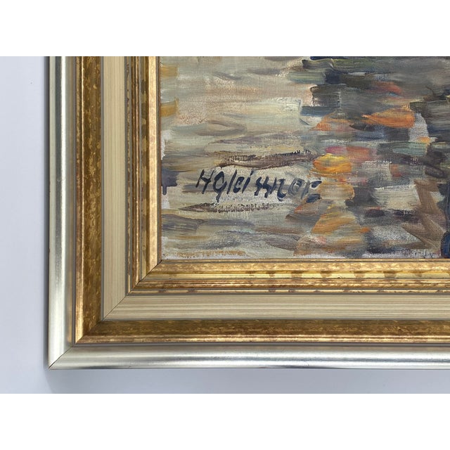 1920s Hans Gleissner, Harbor Landscape with Sailing Ships, 1920s, Oil Painting on Canvas, Framed For Sale - Image 5 of 11