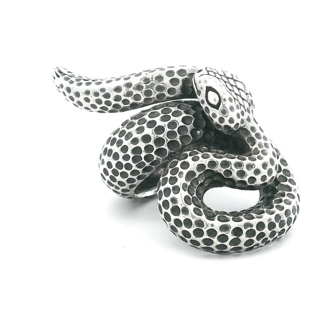 Mid-Century Modern 1970s Sculptural Sterling Silver Serpent Ring, Size 7.25 For Sale - Image 3 of 11