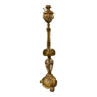 Rare 19th C. French Bell Epoch Gilt Bronze Floor Lamp For Sale