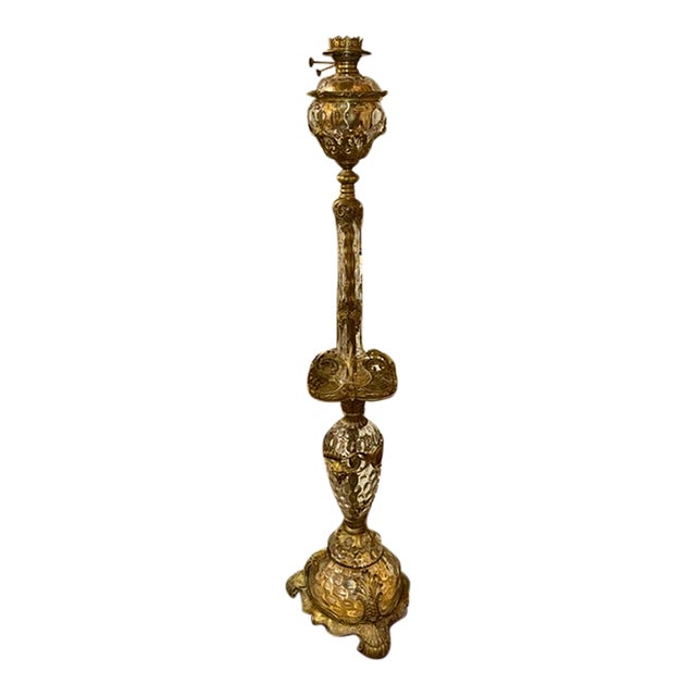 Rare 19th C. French Bell Epoch Gilt Bronze Floor Lamp For Sale