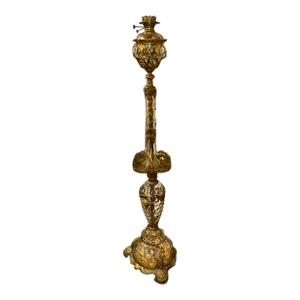 Rare 19th C. French Bell Epoch Gilt Bronze Floor Lamp