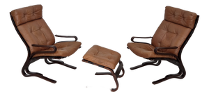 Vintage Norwegian Lounge Chairs with Ottoman by Else & Nordahl Solheim for Rybo Rykken & Co, 1970s, Set of 3