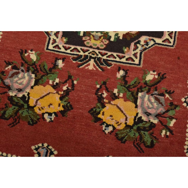 Farmhouse Bakhtiari Rug 3’6” X 4’9” Red Wool Vintage Traditional Hand-Knotted Carpet For Sale - Image 3 of 11