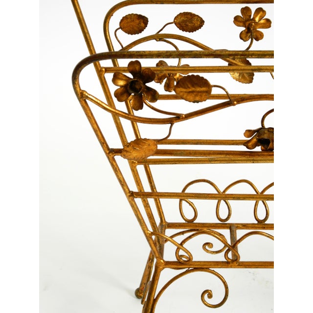 Mid-Century Modern Newspaper and Magazine Rack with Gilded Metal Frame, 1950s For Sale - Image 12 of 18