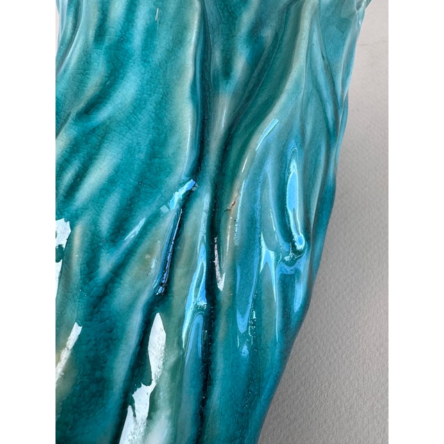 Forest Green Bok Choy Cabbage Leaf Vase For Sale - Image 8 of 11