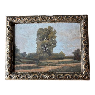19th Century Framed Oil on Board Landscape Painting For Sale