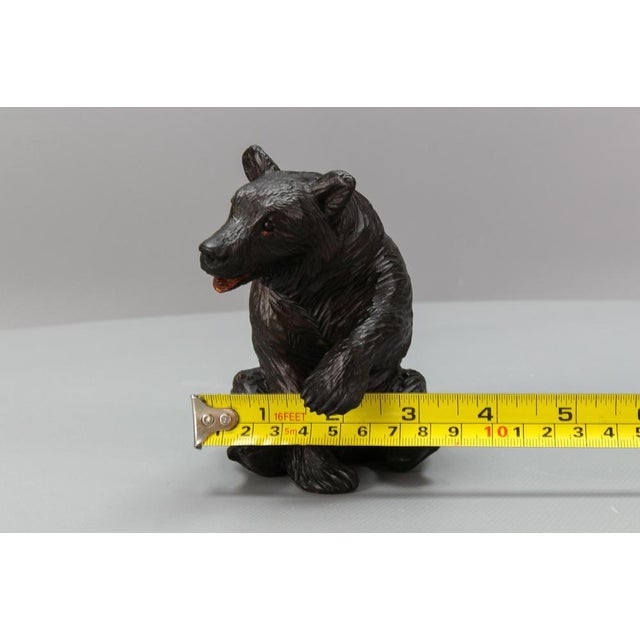 Antique Black Forest Carved Seated Bear Figure, 1890s For Sale - Image 15 of 18