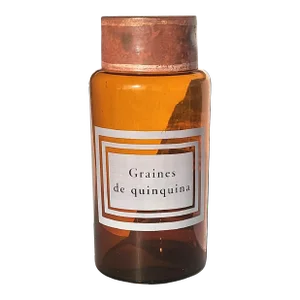 Vintage French Apothecary Bottle Labeled Graines De Quinquina