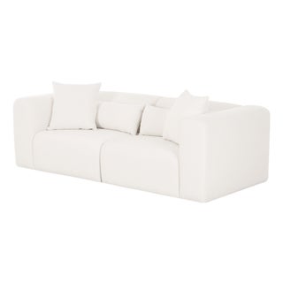 Tarra Cream Chenille Modular Loveseat For Sale