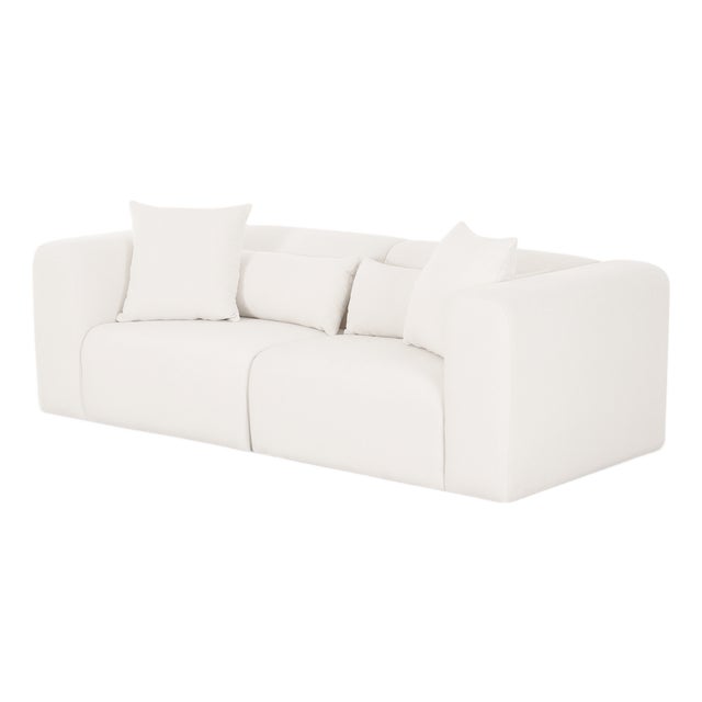 Tarra Cream Chenille Modular Loveseat For Sale