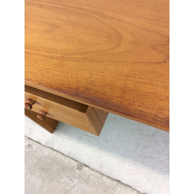 Danish Modern Teak Writing Desk With Two Drawers For Sale - Image 10 of 12