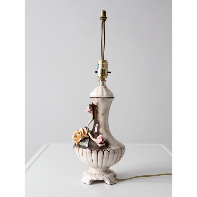 Mid 20th Century Mid 20th Century Italian Capodimonte Porcelain Floral Lamp For Sale - Image 5 of 13