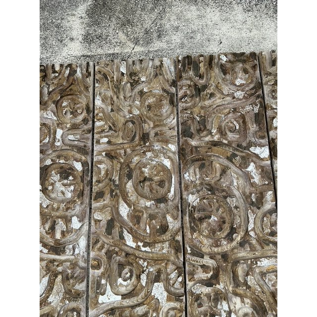 Vintage Carved Wood Panel Wall Sculpture - Set of 4 For Sale - Image 9 of 12