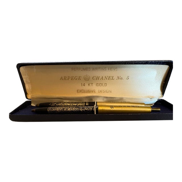 Vintage Arpege and Chanel No. 5 Perfumed Writing Pens in Original Presentation Box - Set of 2 For Sale