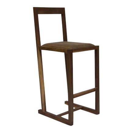 Walnut And Leather Bar Stool Chairish