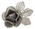 Vintage Italian Handmade Genuine Silver Filigree Rose Shaped Brooch, 1970s For Sale