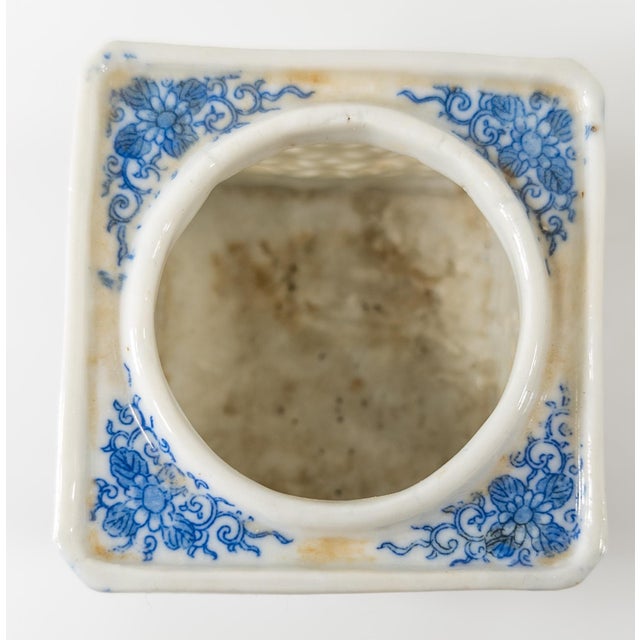 Mid-Century Japanese Blue and White Reticulated Censer or Pot Pourri For Sale In New York - Image 6 of 8