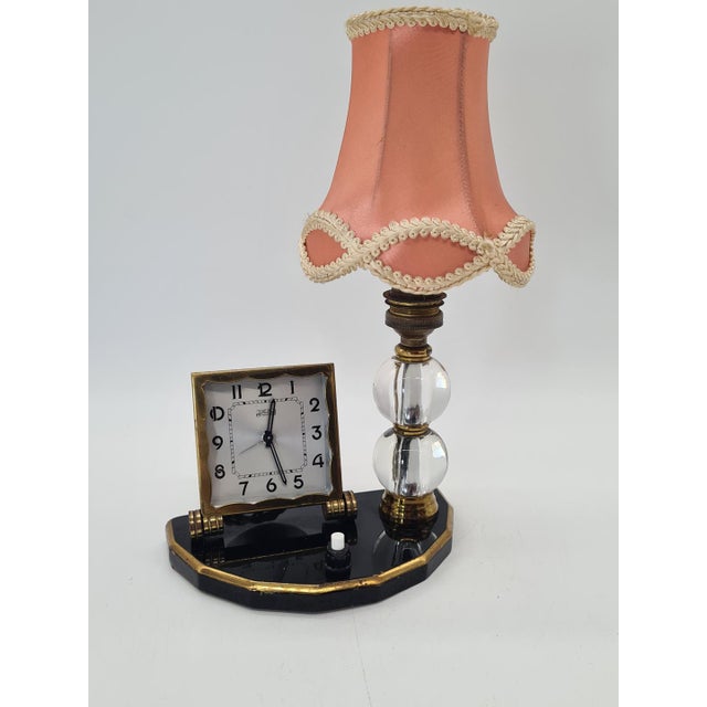 Art Deco French Table Lamp with Clock from Ideal France, 1930s For Sale - Image 4 of 13