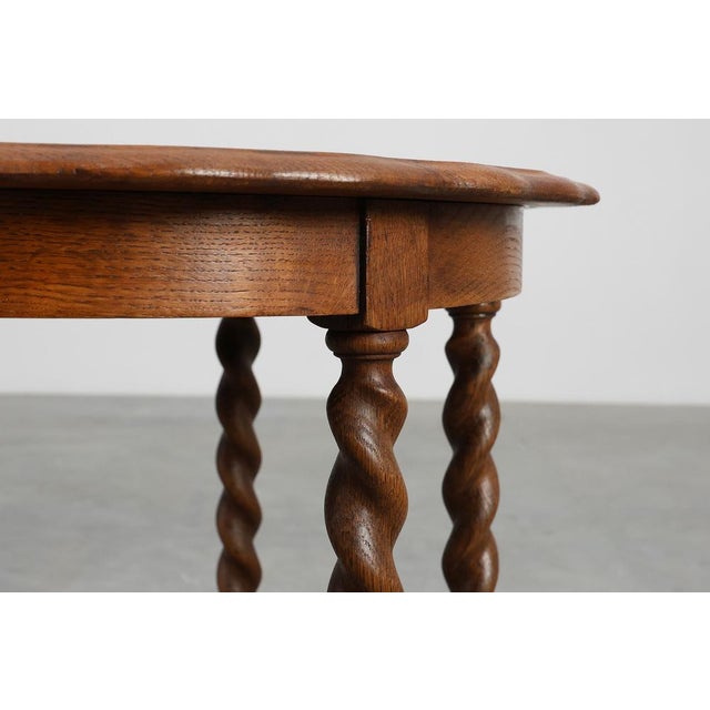 Oak Carved Side Table with Barley-Twist Legs, France, 1890s For Sale - Image 4 of 12