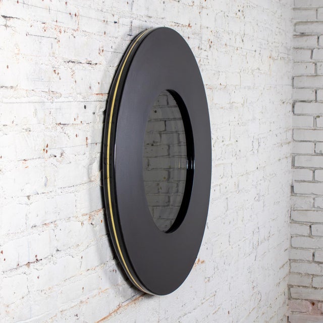 Late 20th Century Modern to Postmodern Infinity Vortex Wall Mirror Round Black Laminate Frame For Sale - Image 15 of 18