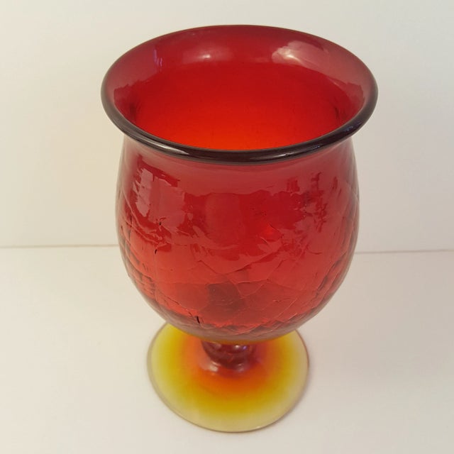 Pattern: Crackle Color: Amberina Manufacturer: Blenko Date Produced: 1950 Shape: Large Pedistal Bowl