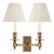 Visual Comfort Signature French Double Library Sconce in Hand-Rubbed Antique Brass with Linen Shades For Sale