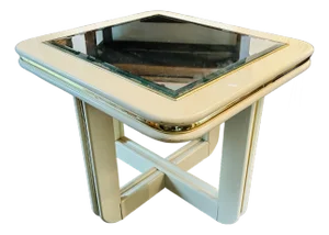 Mid Century Glam Side Table Lacquer Mirror Top