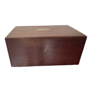 Vintage Mahogany Tin and Copper Lined Humidor/Cigar Box For Sale