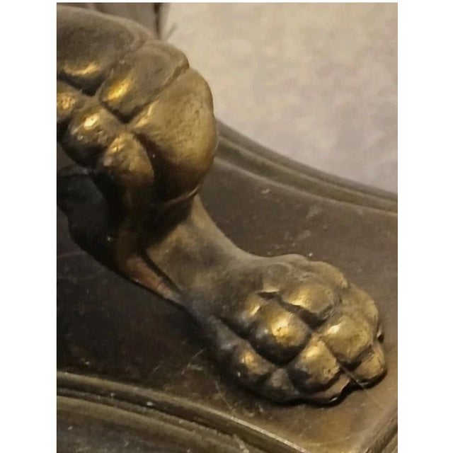 1950 Stiffel Large Lamp Lion Heads Feet Neoclassical Brass W Shade Dark Academia For Sale - Image 9 of 18