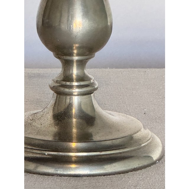 American Vintage Pewter Nantucket Style Candlesticks, Pair For Sale - Image 3 of 6