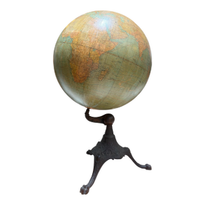 Antique J L Hammett 18" Terrestrial Globe on Stand