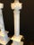 White & Grey Veined Column Marble Table Lamps - a Pair For Sale - Image 4 of 11
