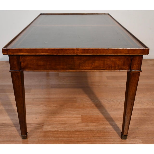 1930s English Regency Mahogany & Green Leather Top Coffee Table For Sale - Image 10 of 16
