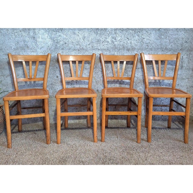 Wood Bistro Chairs in Beech from Luterma, 1950s, Set of 8 For Sale - Image 7 of 16