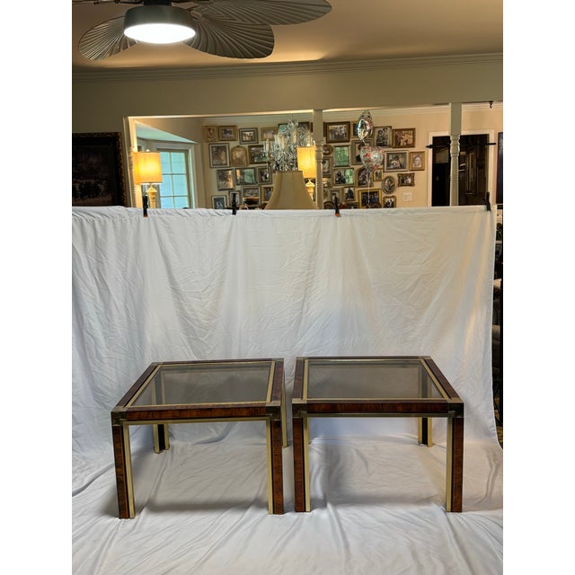1970s 1970s Italian Brass & Faux Tortoiseshell Coffee Table With Pair of End Tables — Romeo Rega Style For Sale - Image 5 of 11